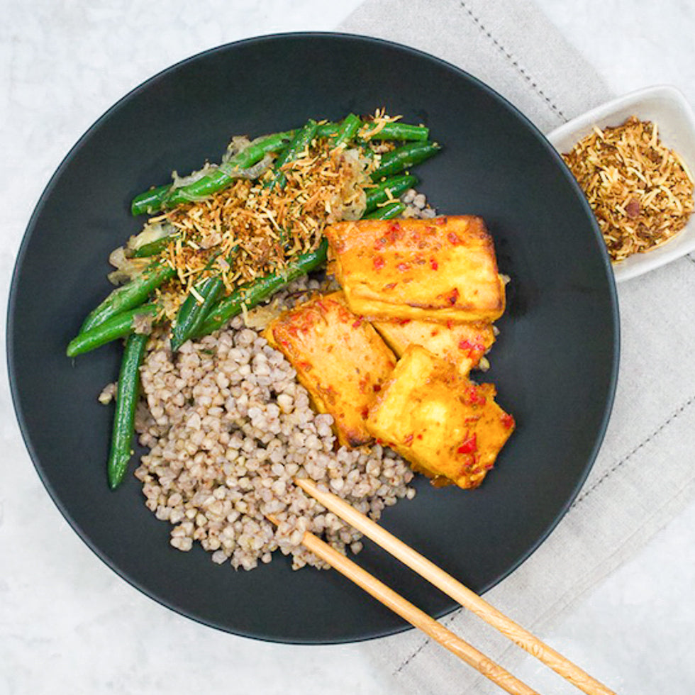 Chilli and curry baked tofu