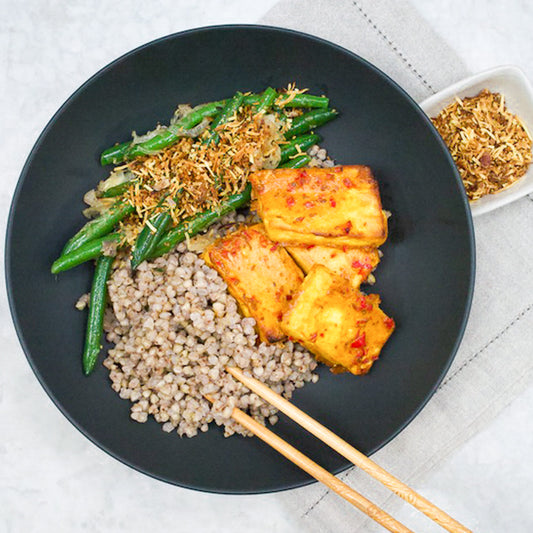 Chilli and curry baked tofu