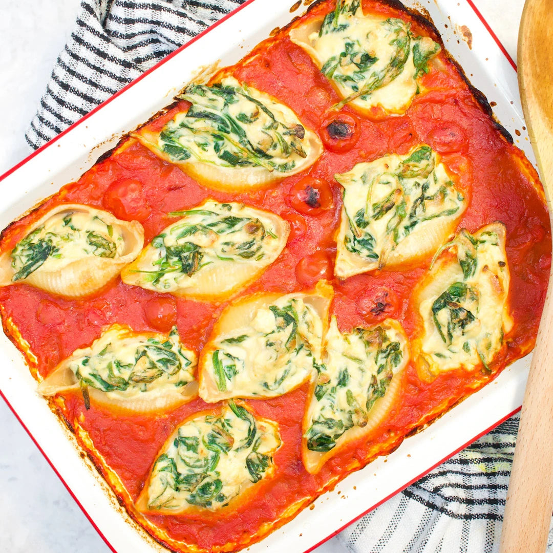 Stuffed spinach and ricotta pasta shells