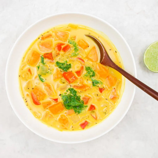 Hearty sweet potato coconut soup