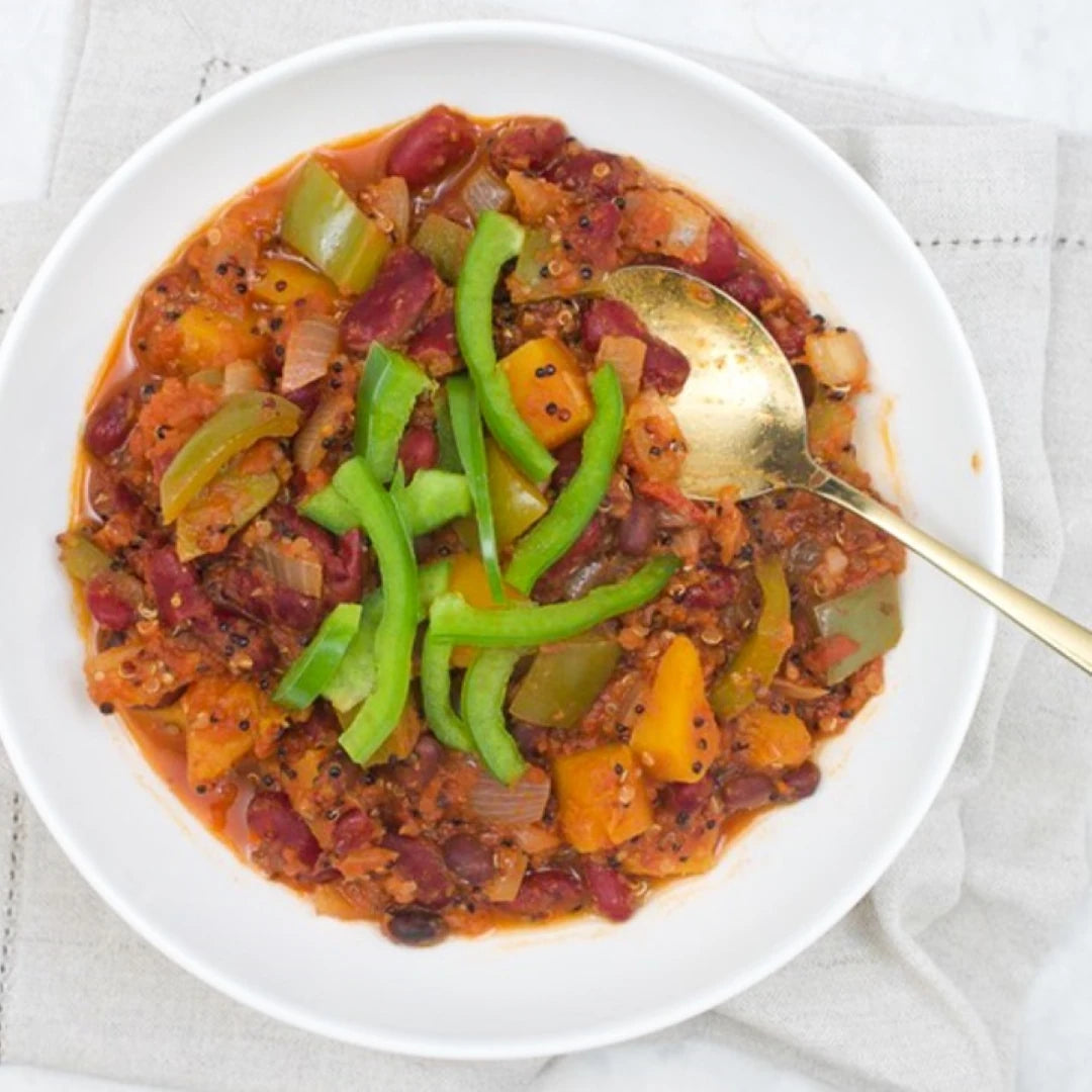Mexicali pumpkin and kidney bean chilli