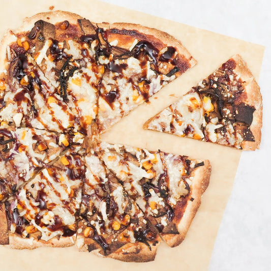 Smokey BBQ chickn and sweet corn pizza